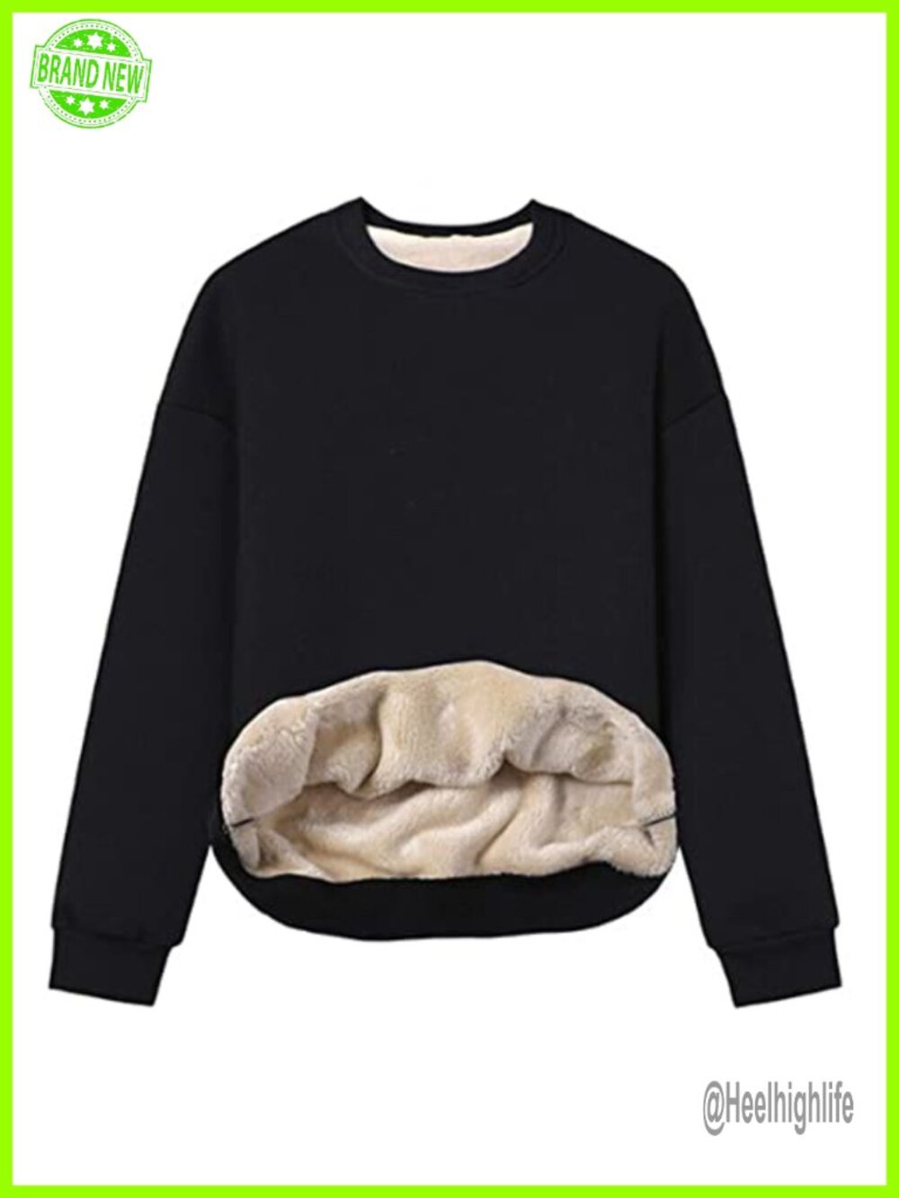 Fleece Sherpa Lined Crewneck Pullover Sweatshirt Thermal Winter Warm